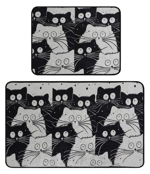 Črne/sive kopalniške preproge v kompletu 2 ks 60x100 cm White Cats – Foutastic