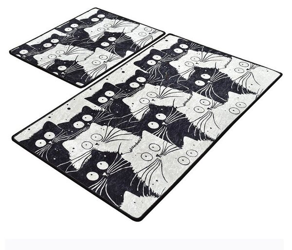 Črne/sive kopalniške preproge v kompletu 2 ks 60x100 cm White Cats – Foutastic