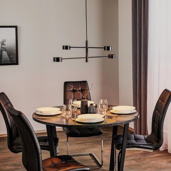 Nordlux Obesek Clyde LED, štiri-svetlobni, dvostopenjski, zatemnjen, Črna, Dnevna soba / jedilnica, Kovina, Sodobni