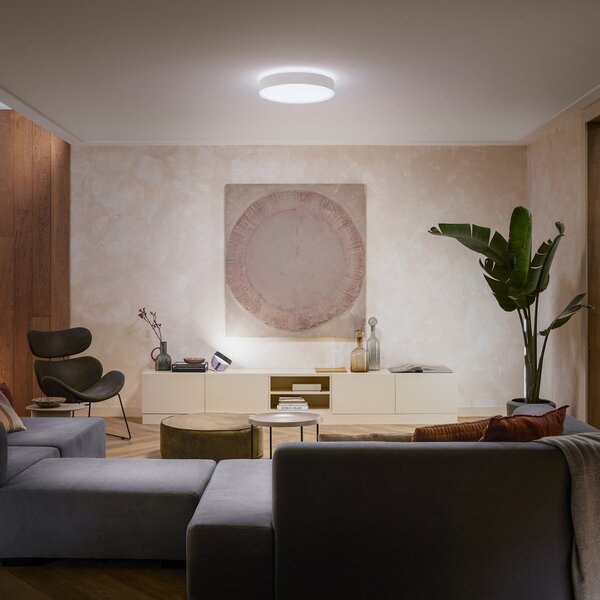 Philips Hue Enrave LED stropna svetilka 42,5 cm bela, zatemnjen, Bela, Dnevna soba / jedilnica, Kovina, Sodobni