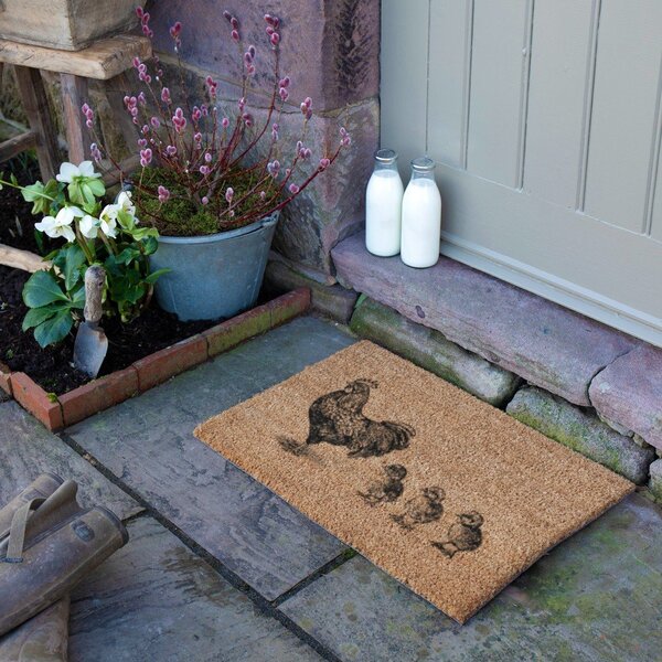 Predpražnik iz kokosovih vlaken 40x60 cm Chickens and Chicks – Artsy Doormats