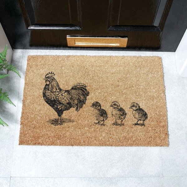 Predpražnik iz kokosovih vlaken 40x60 cm Chickens and Chicks – Artsy Doormats
