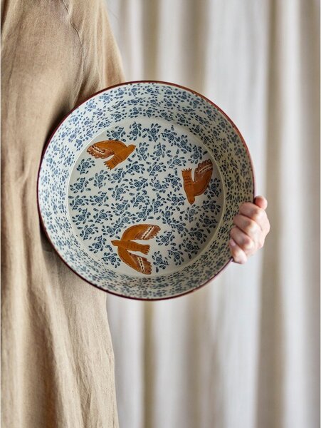 Modra keramična skleda ø 28 cm Hezha – Bloomingville