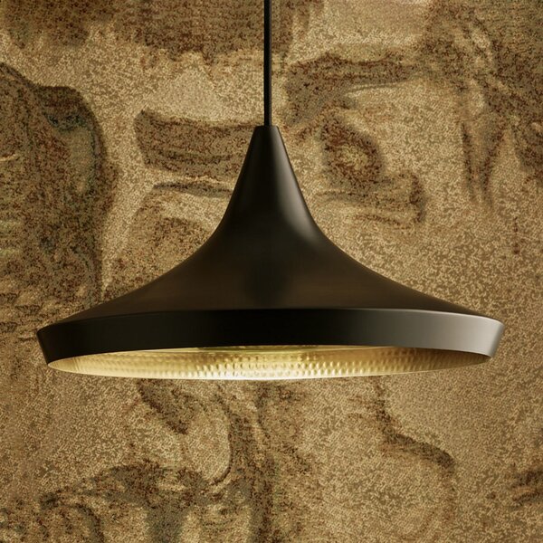 Tom Dixon Beat Wide LED viseča luč, črna, zatemnjen, Črna, Dnevna soba / jedilnica, Kovina, Dizajn