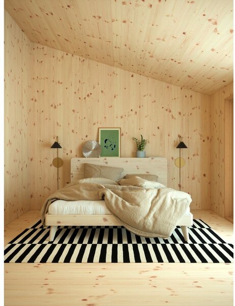 Rjava zakonska postelja iz borovega lesa z letvenim dnom 160x200 cm Retreat - Karup Design