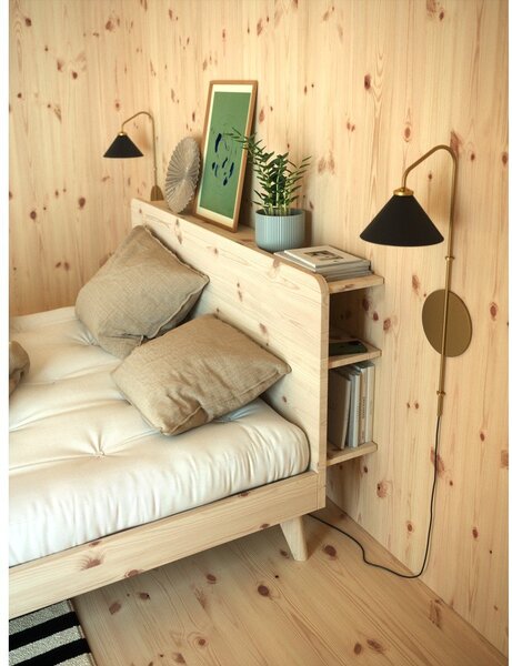 Rjava zakonska postelja iz borovega lesa z letvenim dnom 160x200 cm Retreat - Karup Design