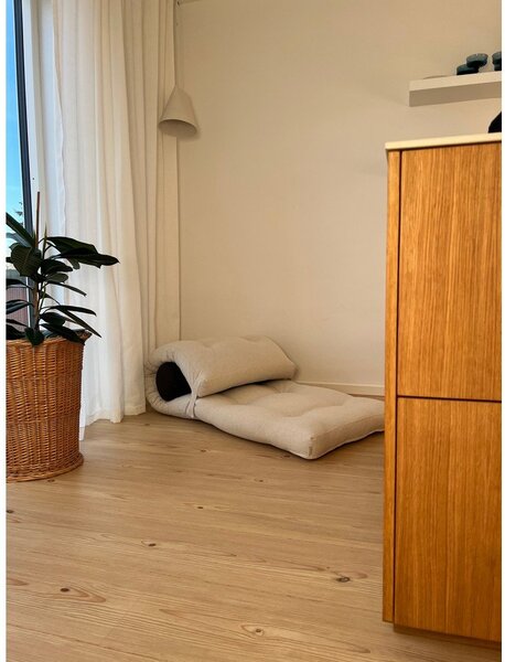 Sivo-bež futonska vzmetnica 70x200 cm Wrap Linen Beige/Dark Grey – Karup Design