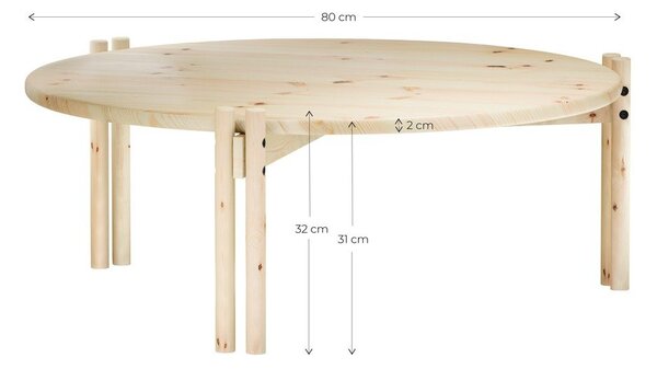 Rdeča okrogla mizica iz masivnega bora ø 80 cm Sticks – Karup Design