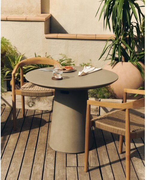 Betonska zunanja jedilna miza Kave Home Itai, ⌀ 90 cm