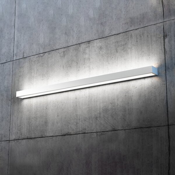 MCJ Mera LED stenska svetilka, širina 120 cm, aluminij, 4.000K, Kovinska, Hodnik, Kovina, Sodobni