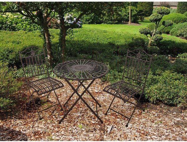 Temno rjava kovinska vrtna jedilna garnitura za 2 osebi – Garden Pleasure