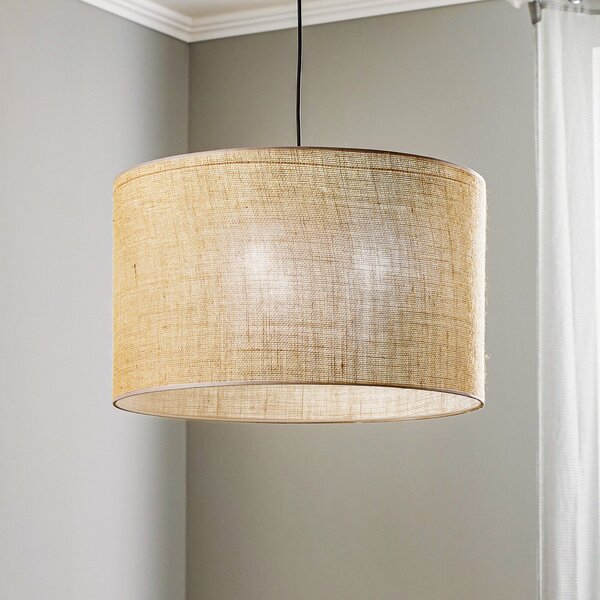 TK Lighting Visoka svetilka Juta, enogorka Ø 50 cm, zatemnjen, Rjava / rjasta, Dnevna soba / jedilnica, Tkanine / tekstil