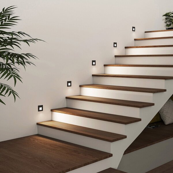 Arcchio LED svetilka za vgradnjo Vexi, 7,8 cm x cm, črna, CCT, zatemnjen, Črna, Hodnik, Aluminij, Sodobni, Vgradne luči kotne