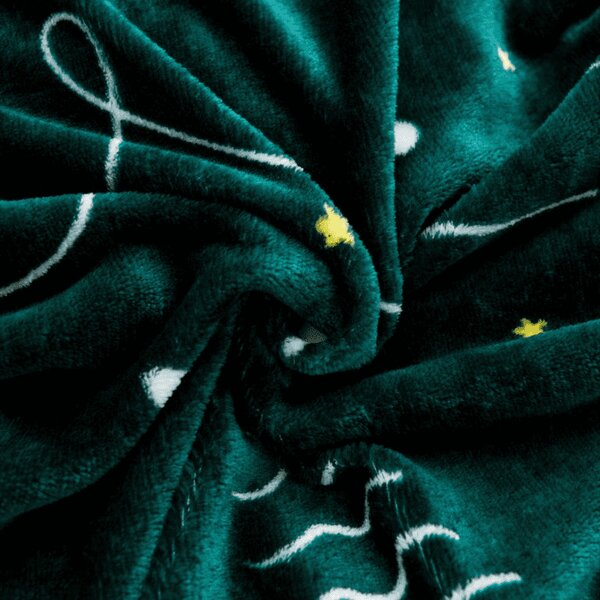 Set posteljnine mikropliš CHRISTMAS DRIFT zelena + rjuha mikropliš SOFT 90x200 cm bela, eno ležišče