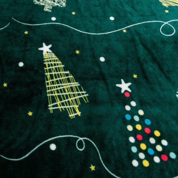 Set posteljnine mikropliš CHRISTMAS DRIFT zelena + rjuha mikropliš SOFT 90x200 cm bela, eno ležišče