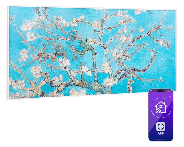 Klarstein Wonderwall Air Art Smart, infrardeči grelec, 120 x 60 cm, 700 W, aplikacija, mandljev cvet