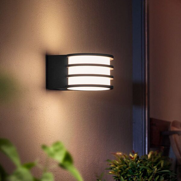 Philips Hue Zunanja stenska svetilka White Lucca, ki jo je mogoče, zatemnjen, Črna, Kovina, Sodobni