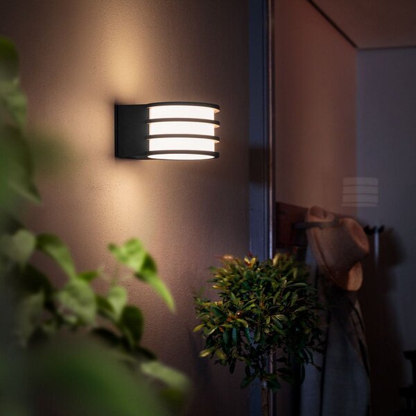 Philips Hue Zunanja stenska svetilka White Lucca, ki jo je mogoče, zatemnjen, Črna, Kovina, Sodobni