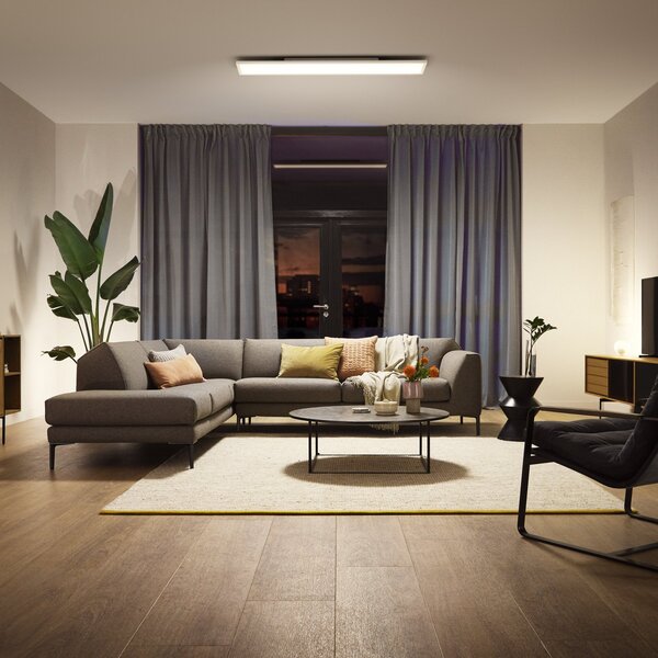 Philips Hue Aurelle LED panel kvadratni, 120 x 30 cm, zatemnjen, Bela, Dnevna soba / jedilnica, Kovina, Sodobni