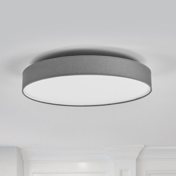 Lindby LED stropna svetilka Saira, Ø 50 cm, siva, tekstil, Siva, Dnevna soba / jedilnica, Tkanine / tekstil, Sodobni