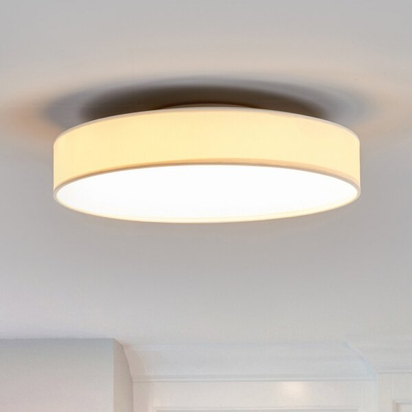 Lindby LED stropna svetilka Saira, Ø 40 cm, bela, tekstil, Bela, Dnevna soba / jedilnica, Tkanine / tekstil, Sodobni
