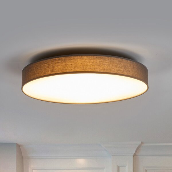 Lindby LED stropna svetilka Saira, Ø 50 cm, siva, tekstil, Siva, Dnevna soba / jedilnica, Tkanine / tekstil, Sodobni