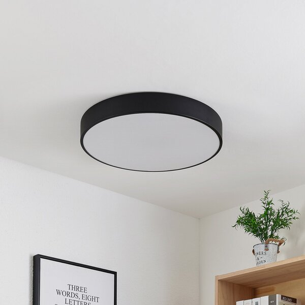 Lindby LED stropna svetilka Simera, Ø 50 cm, črna, kovinska, zatemnjen, Črna, Dnevna soba / jedilnica, Plastika, Sodobni