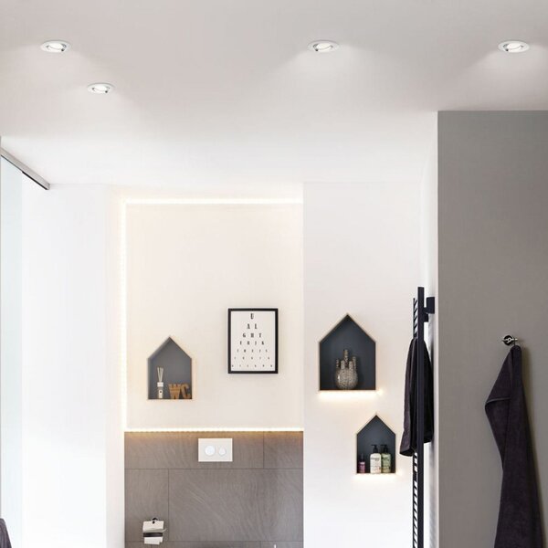 Paulmann Nova LED vgradni spot, zmožen zatemnitve, IP65, bel, zatemnjen, Bela, Dnevna soba / jedilnica, Kovina, Sodobni, Vgradne svetilke okrogle