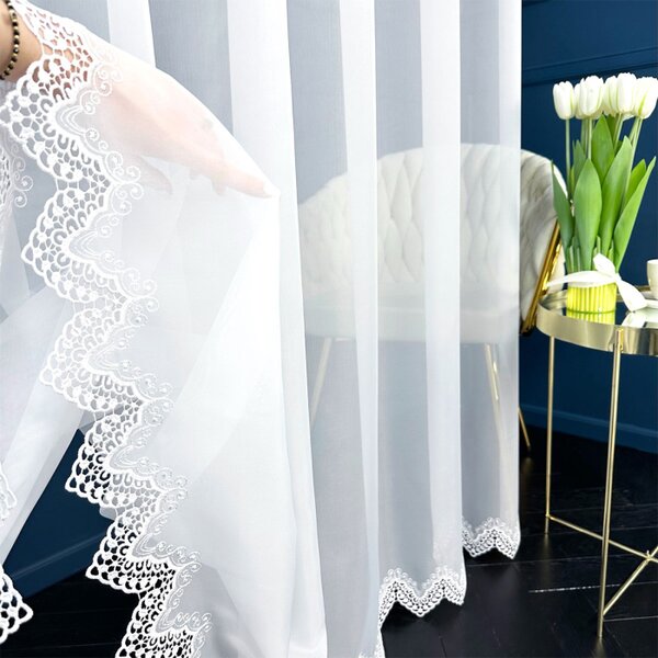 Tkanina za zavese Lace Drop bela viš. 2,80 m