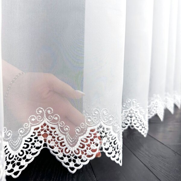 Tkanina za zavese Lace Drop bela viš. 2,80 m