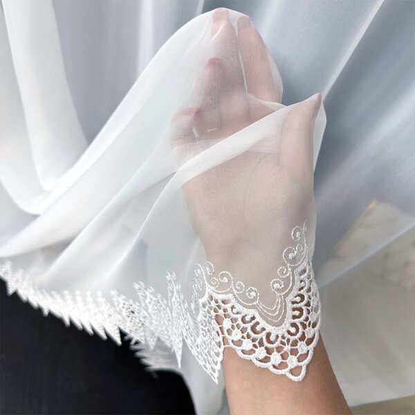 Tkanina za zavese Lace Drop bela viš. 2,80 m