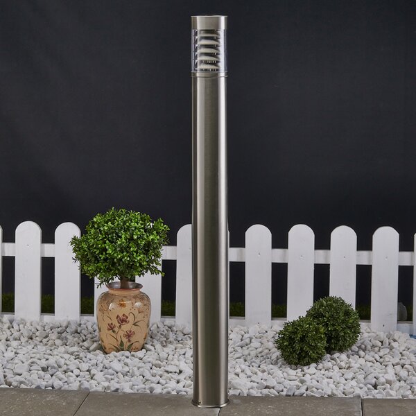 Lindby svetilka za pot Enja, 100 cm, nerjaveče jeklo, IP44, E27, zatemnjen, Kovinska, Nerjaveče jeklo, Sodobni