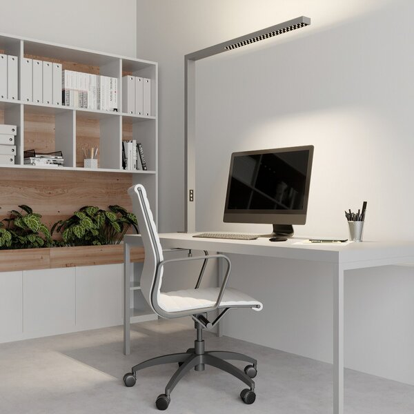 Arcchio LED pisarniška svetilka Jolinda, srebrna, kovinska, z možnostjo, zatemnjen, Siva, Študija / pisarna, Aluminij, Sodobni, Namizni pult