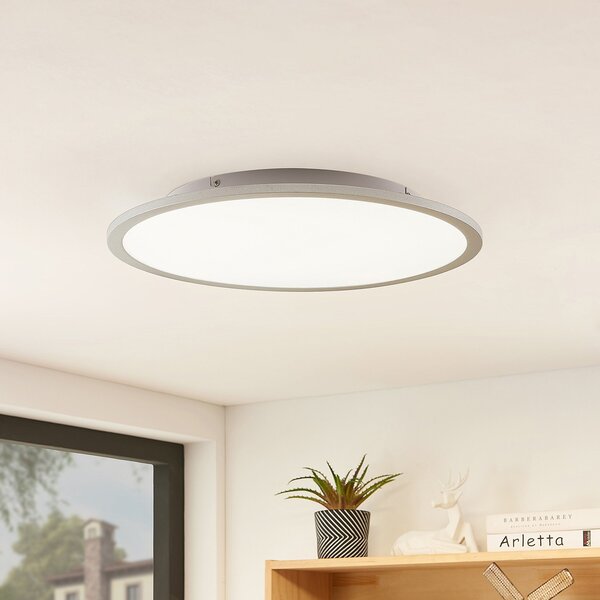 Lindby LED stropna svetilka Narima, 4.000 K, Ø 50 cm, srebrna, Kovinska, Kuhinja, Plastika, Sodobni