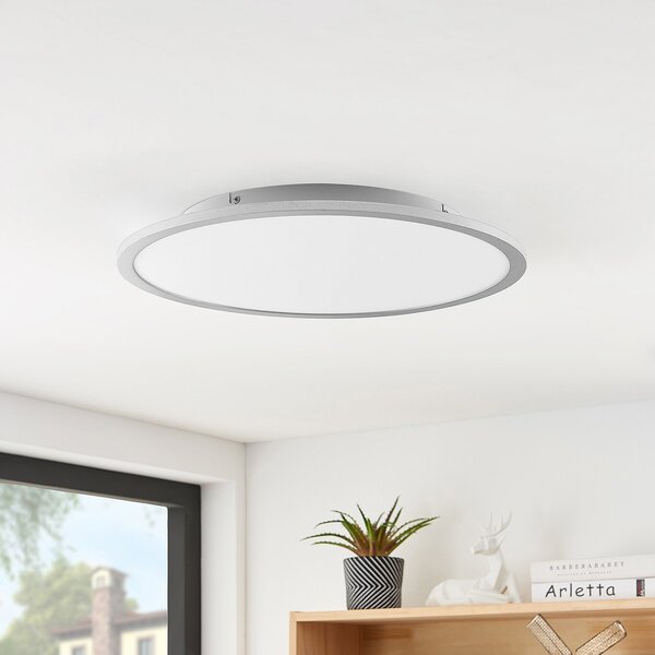 Lindby LED stropna svetilka Narima, 4.000 K, Ø 50 cm, srebrna, Kovinska, Kuhinja, Plastika, Sodobni
