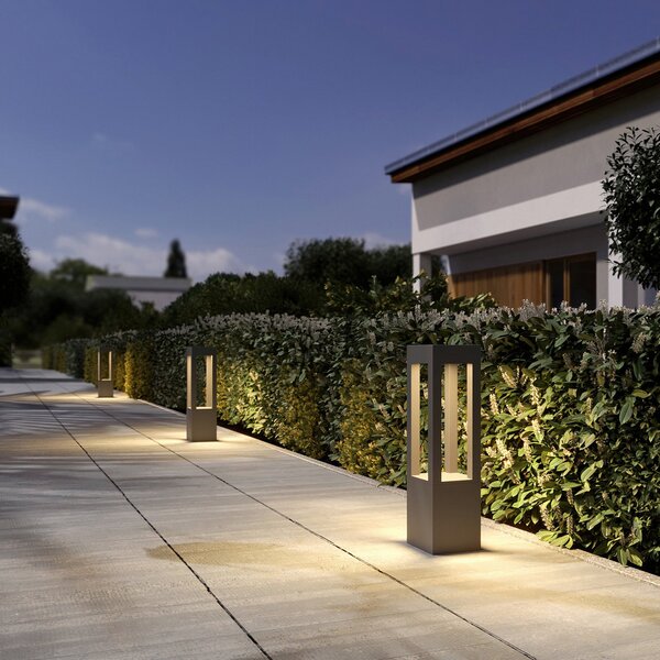 Arcchio LED stebriček Lienna, 60 cm, siv, kovinski, IP65, Siva, Aluminij, Sodobni