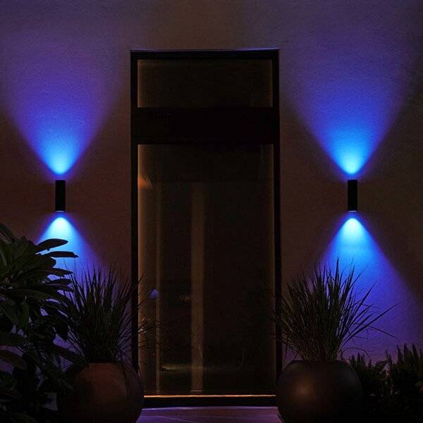 Philips Hue WACA Appear LED zunanja stenska svetilka črne barve, zatemnjen, Črna, Kovina, Sodobni