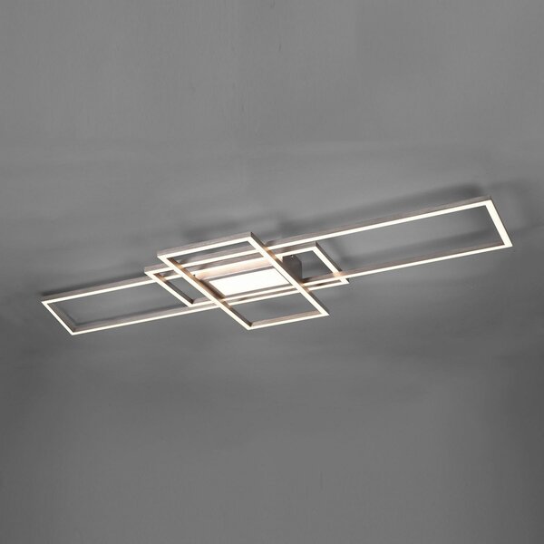 Trio Lighting Stropna svetilka Irvine LED 3.000-6.500 K, mat nikelj, zatemnjen, Siva, Dnevna soba / jedilnica, Kovina, Sodobni