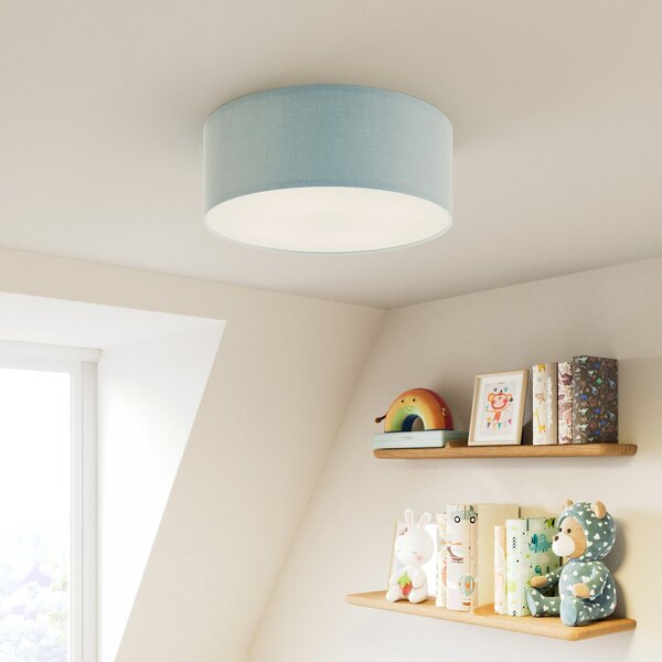 TK Lighting Stropna svetilka Rondo Kids, Ø 38 cm, modra, zatemnjen, Modra, Otroška soba, Tkanine / tekstil, Sodobni