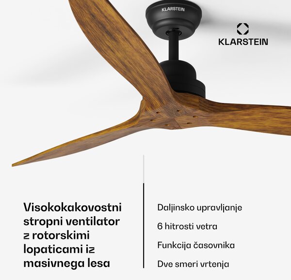 Klarstein Santa Elena 52", Ø 132 cm, stropni ventilator, 9 060 m³/h, lopatice iz pravega lesa, 6 nastavitev hitrosti, daljinski upravljalnik