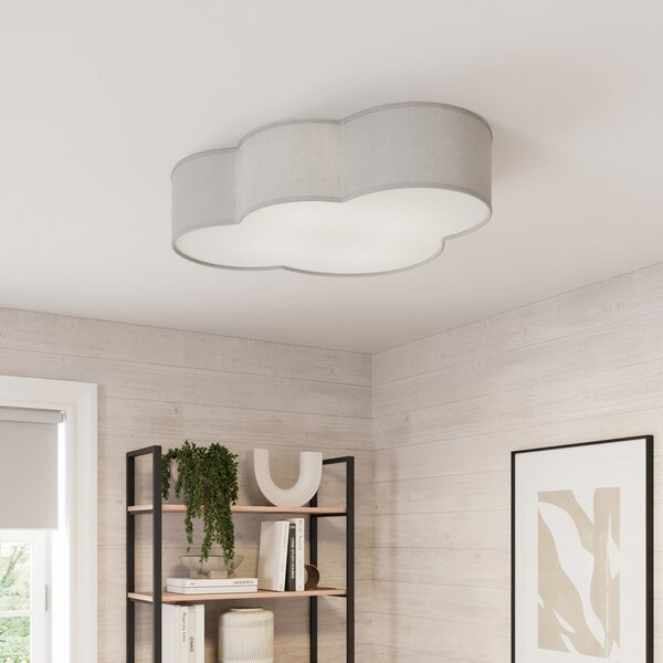 TK Lighting Stropna svetilka Cloud iz tekstila, dolžina 62 cm, siva, zatemnjen, Siva, Dnevna soba / jedilnica, Tkanine / tekstil, Mladostno bivanje