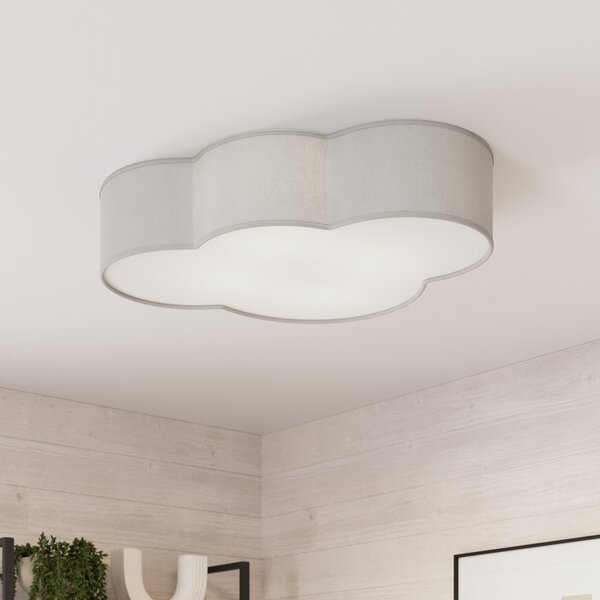 TK Lighting Stropna svetilka Cloud iz tekstila, dolžina 62 cm, siva, zatemnjen, Siva, Dnevna soba / jedilnica, Tkanine / tekstil, Mladostno bivanje