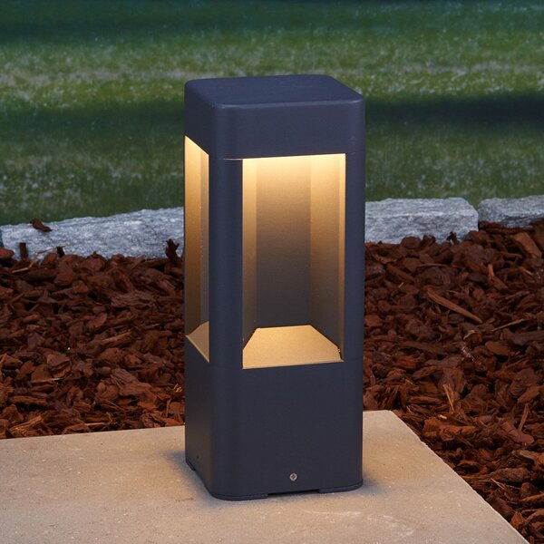 Lucande LED svetilka na podstavku Annika, antracit, kovina, 30 cm, Črna, Kovina, Sodobni