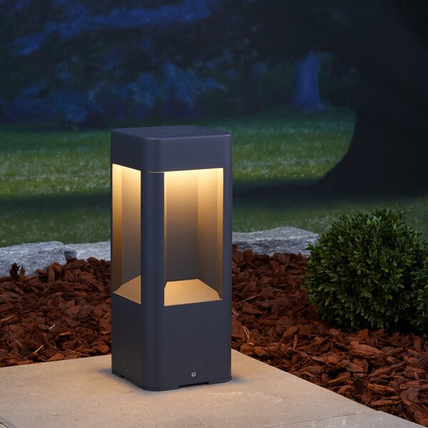 Lucande LED svetilka na podstavku Annika, antracit, kovina, 30 cm, Črna, Kovina, Sodobni