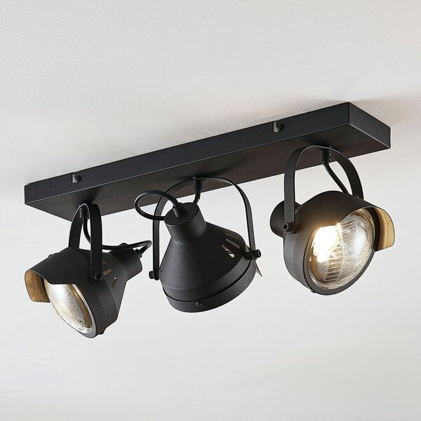Lindby Stropno reflektorsko svetilo Henega, 52 cm, črno, 3-svetlobno, zatemnjen, Črna, Dnevna soba / jedilnica, Kovina, Industrijski dizajn