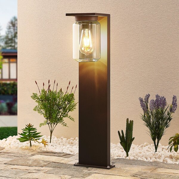 Lucande Semka potna svetilka, 65 cm, antracit, steklo, aluminij, zatemnjen, Črna, Kovina, Sodobni