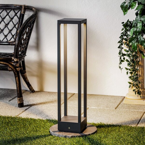 Lucande Carlota LED viseča svetilka, antracit, 65 cm, kovina, Črna, Kovina, Sodobni
