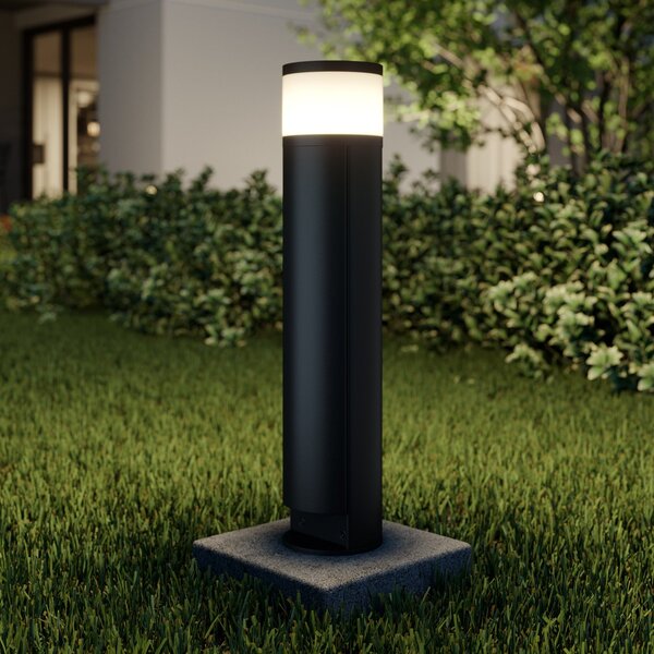 Lucande LED-sokel Corban, siva, vrata, vtičnice, IP44, Črna, Aluminij, Sodobni
