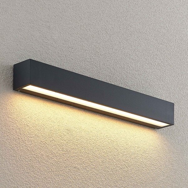 Lucande LED stenska svetilka Lengo, 50 cm, antracit, navzdol, 3.000 K, Črna, Aluminij, Sodobni