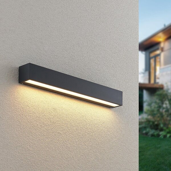 Lucande LED stenska svetilka Lengo, 50 cm, antracit, navzdol, 3.000 K, Črna, Aluminij, Sodobni